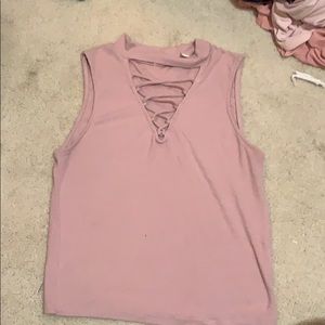 Mauve high neck crop top, medium.